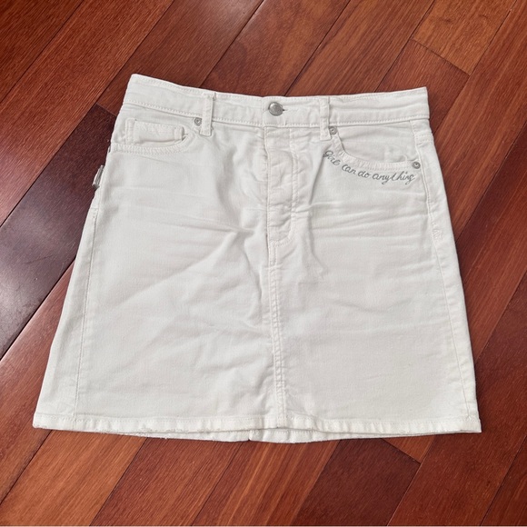 Zadig & Voltaire Dresses & Skirts - Zadig & Voltaire | Juicy Denim Mini Skirt Button Fly Embroidered Blanc | Size XS